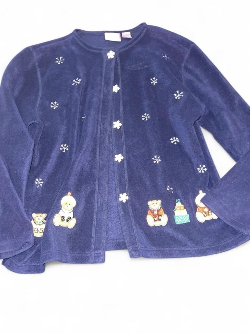 Preview International Navy Blue Holiday Embroidered Cardigan